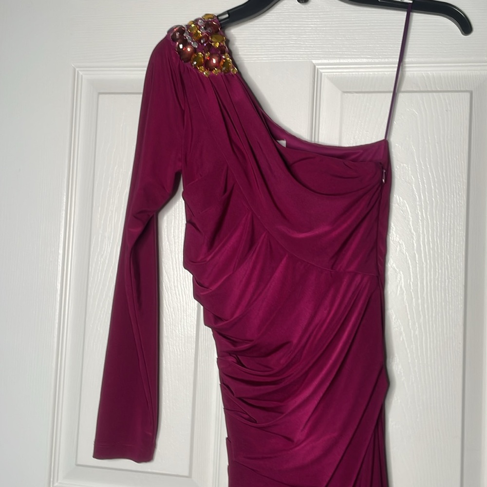 Cache Jeweled One-Shoulder Long Sleeve Mini Dress - Picture 2 of 6